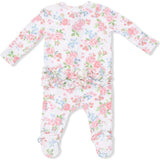 Cute Little Roses - 2 Way Ruffle Back Zipper Footie