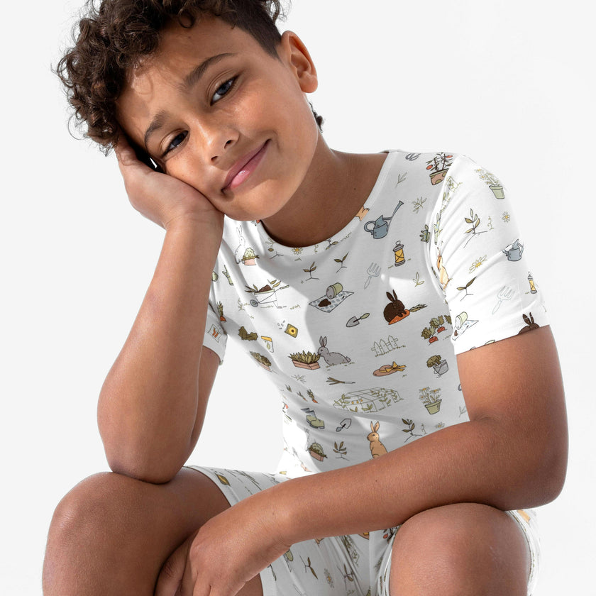 Bunny Garden Bamboo Kids Pajama Short Set