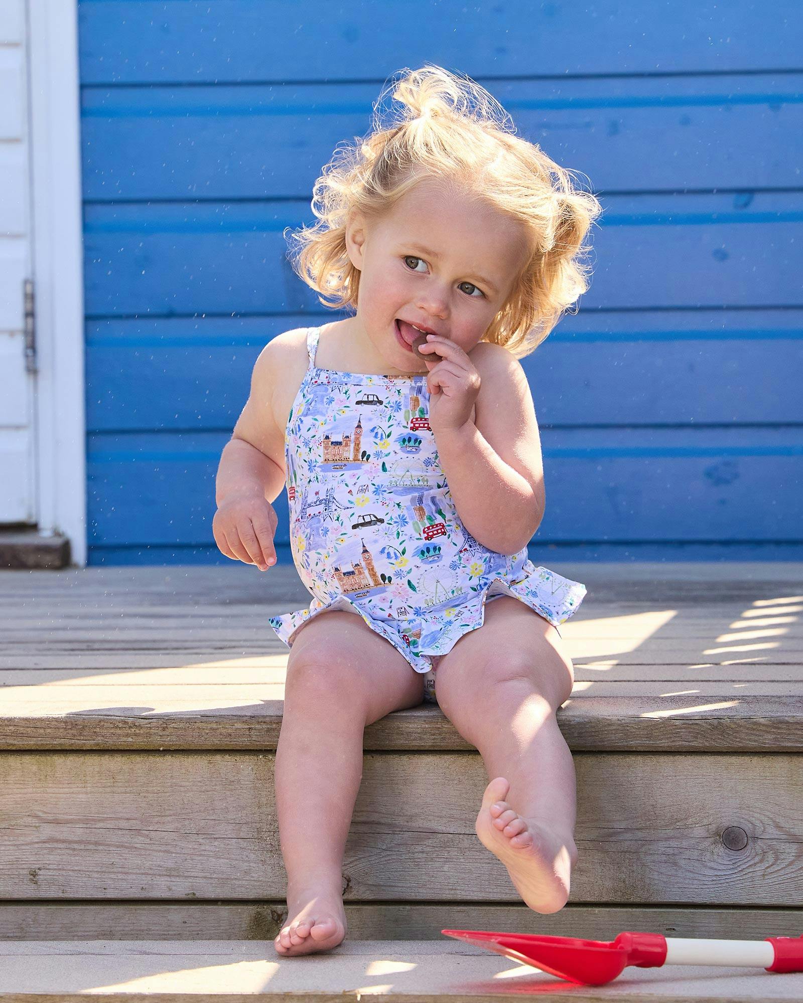 Baby Peplum Swimsuit in London Scenes