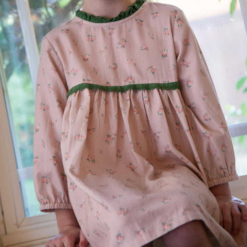 Toddler Priya Dress with Lace Trim | Vintage Pink Rose