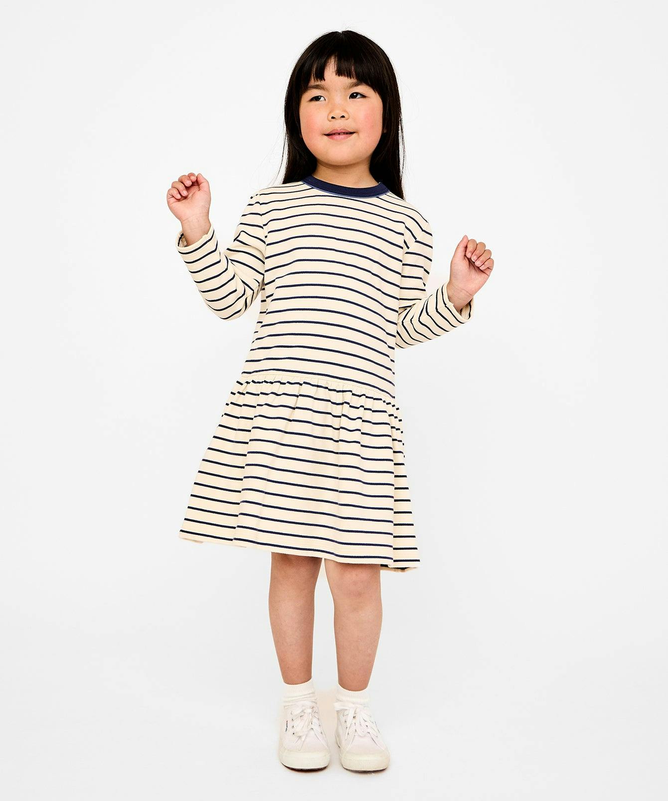 Isla Sweatshirt Dress, Navy French Stripe