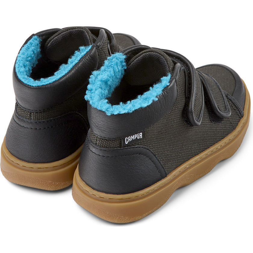 Kiddo Leather And Textile 2-Velcro Strap Sneakers, Grey