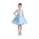 Light Blue Zorina Party Dress with Floral Accent