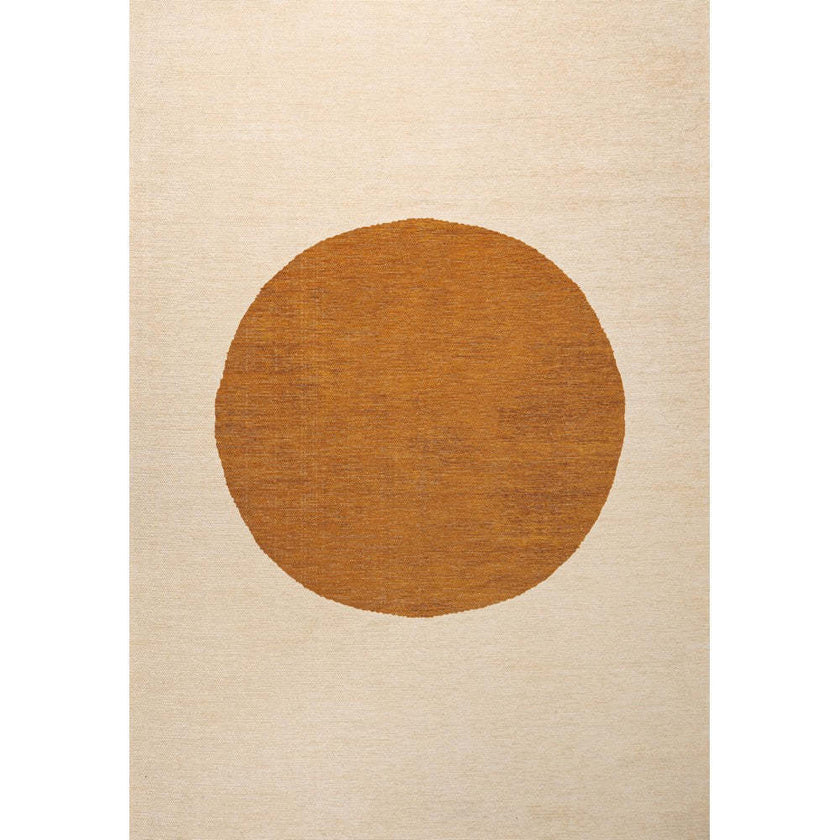 Cirkel Minimalist Geometric Dot Machine-Washable Area Rug, Orange