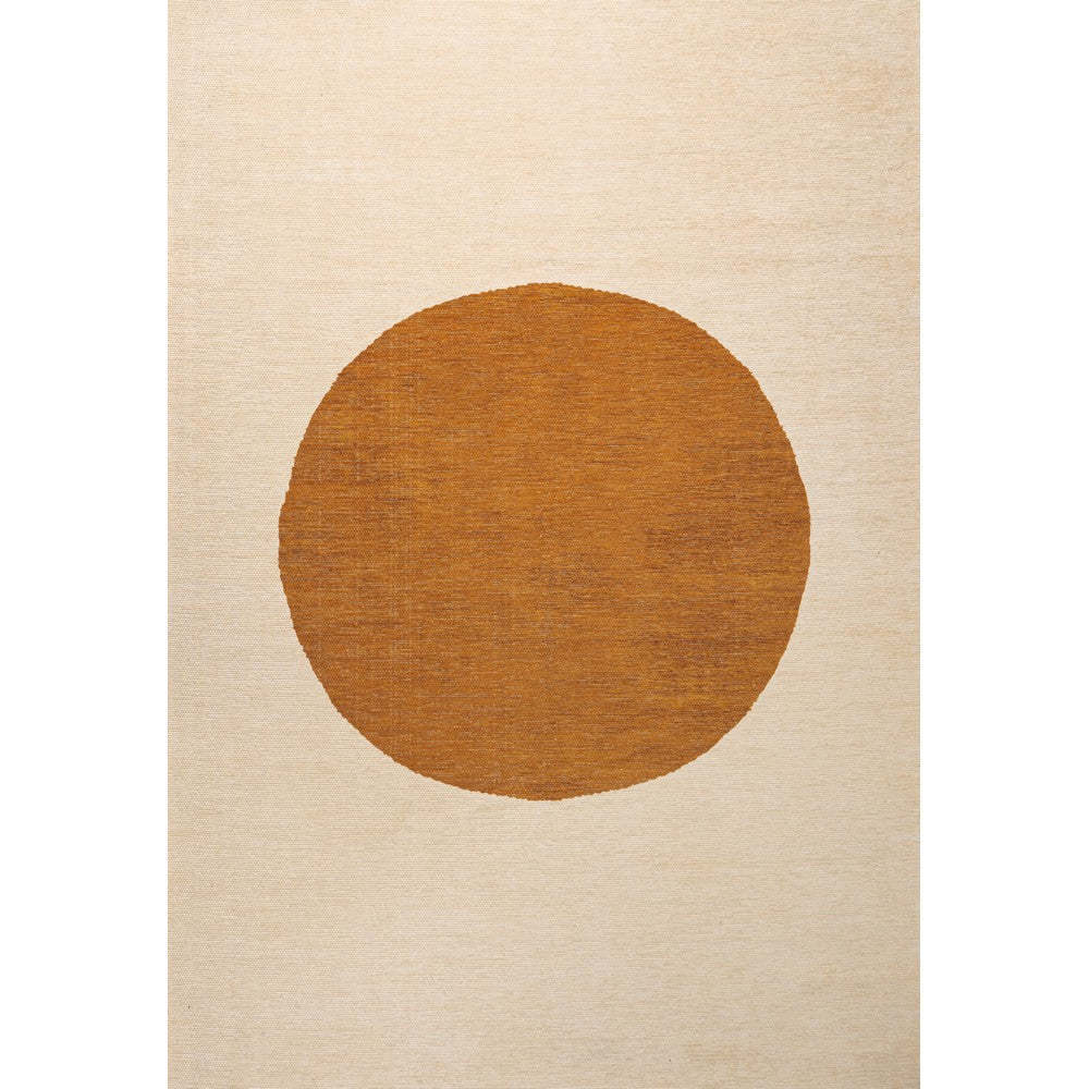 Cirkel Minimalist Geometric Dot Machine-Washable Area Rug, Orange