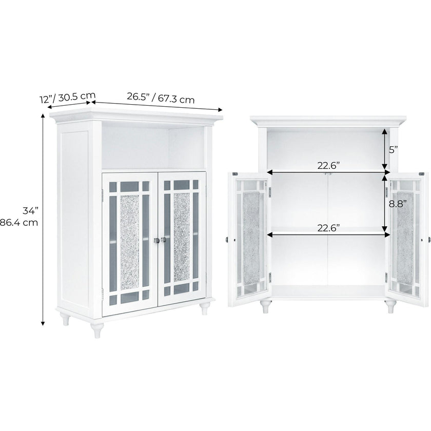 Windsor Wooden Floor Cabinet with Glass Mosaic Doors