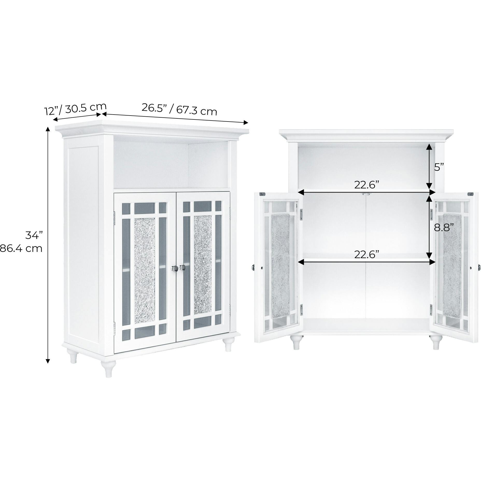 Windsor Wooden Floor Cabinet with Glass Mosaic Doors