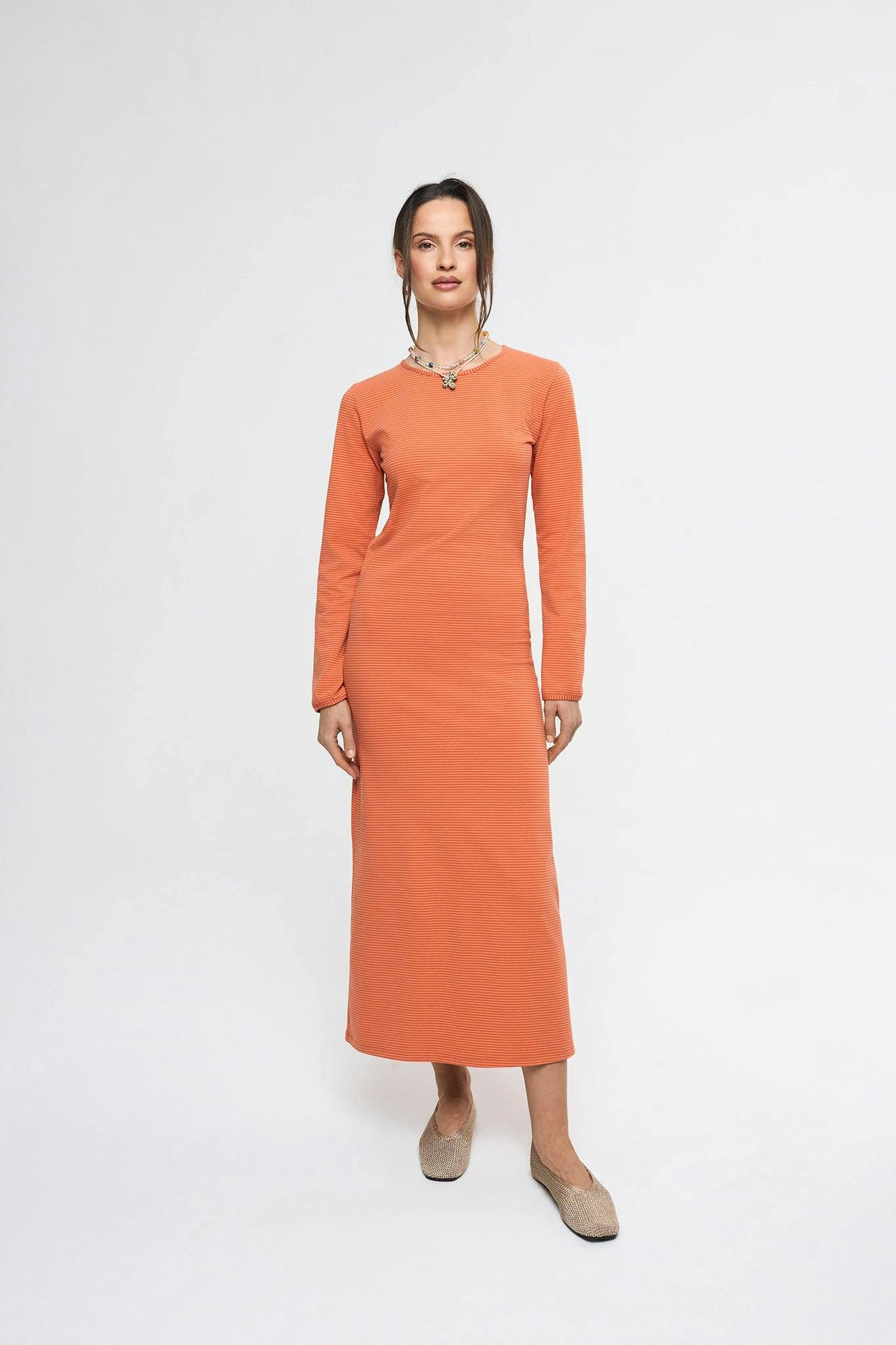 women's midi dress - orange sun