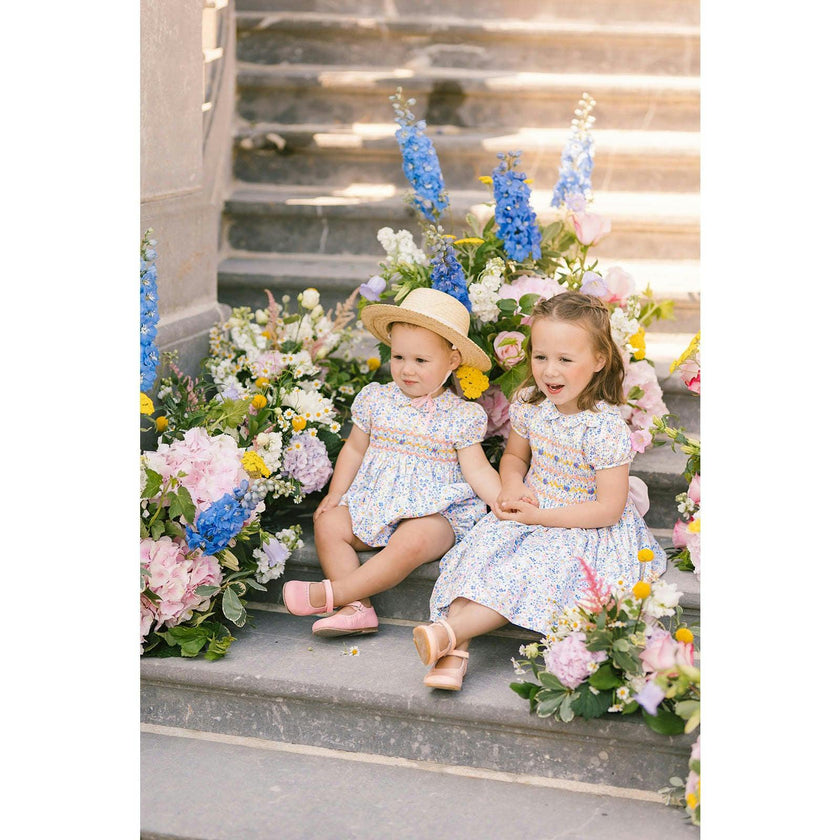 Ondine Blue Floral Short Sleeve Bubble Romper