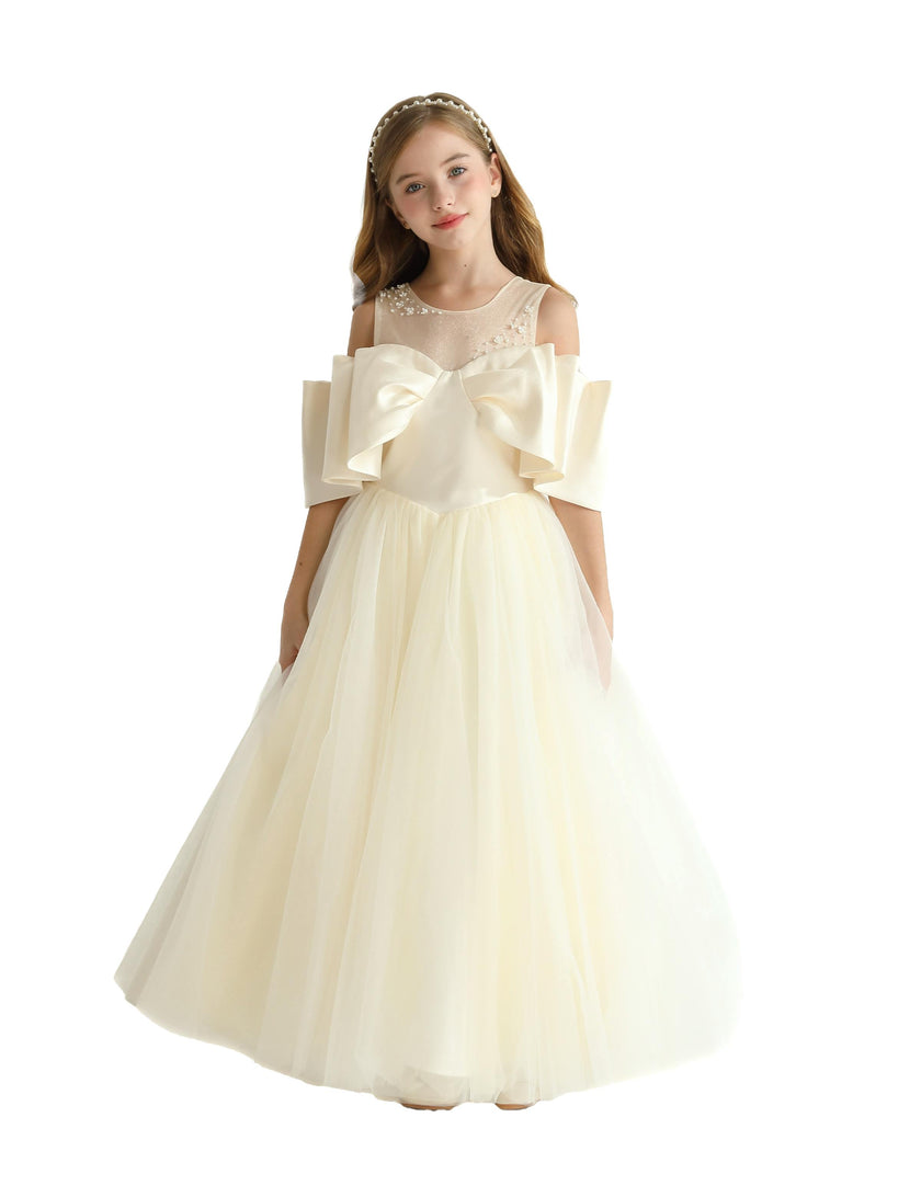 Champagne Tulle Bow Amica Dress