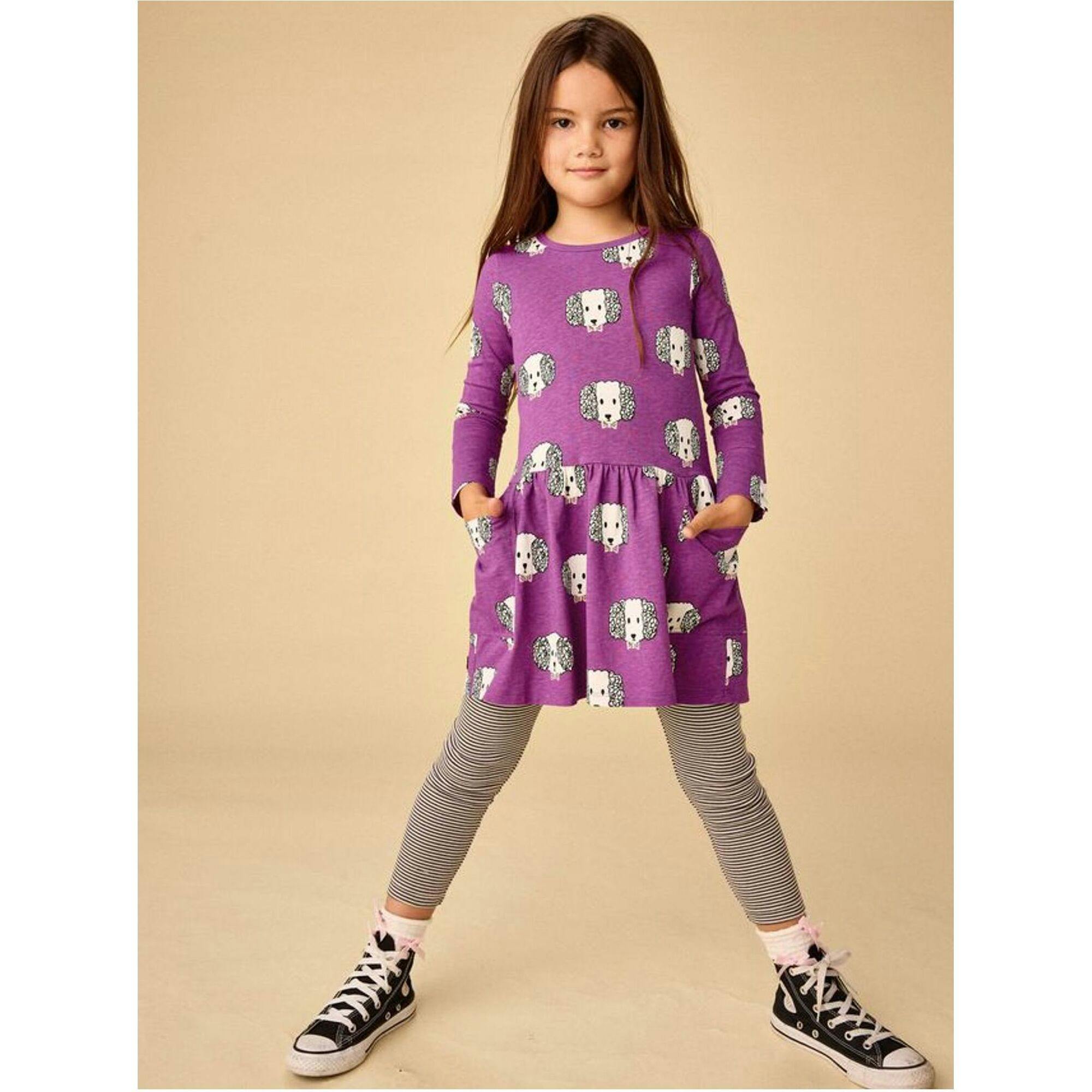 Long Sleeve Pocket Dress, Purple