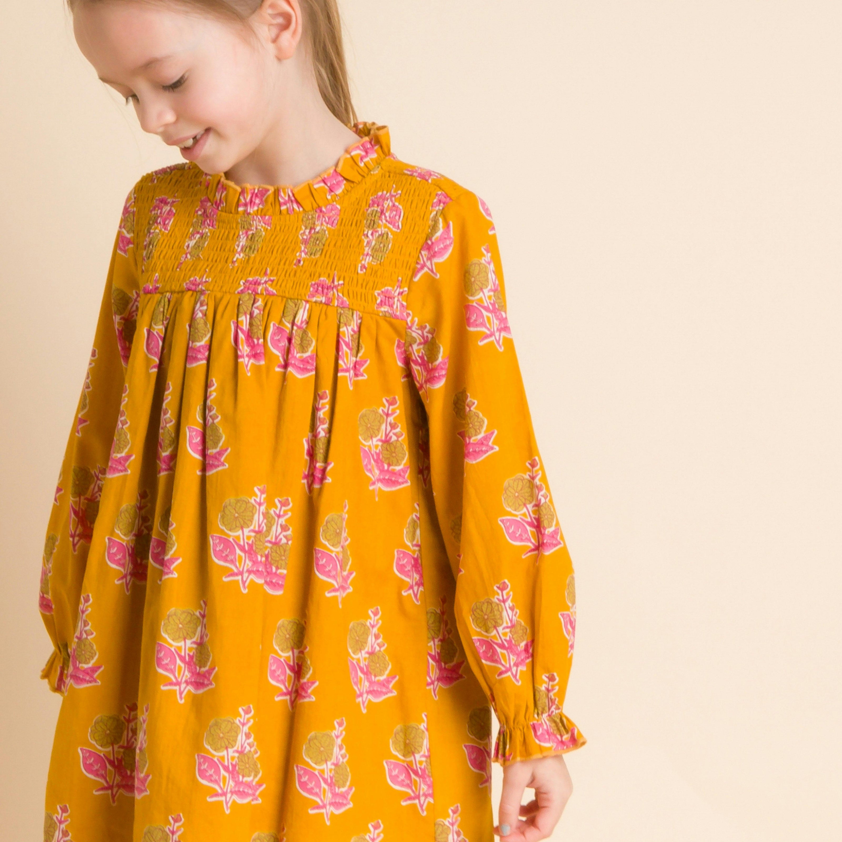 Smocked Long Sleeve Dress