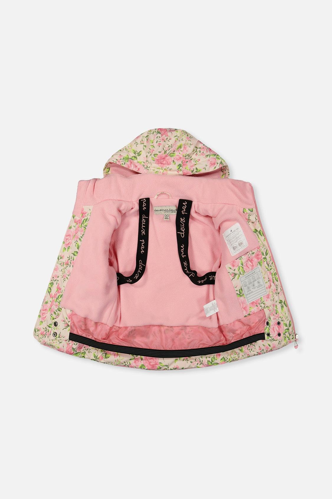 Two Piece Play Snowsuit Pink Minit Flower Print With Pink Pants