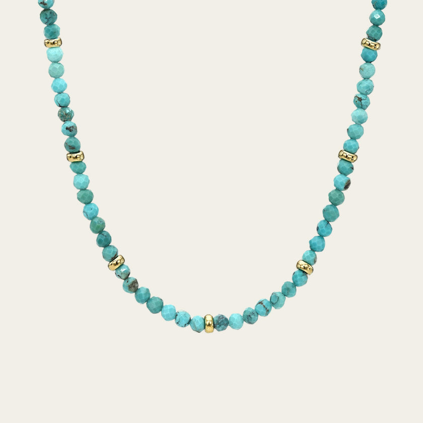 14K Gold Turquoise Segment Bead Necklace