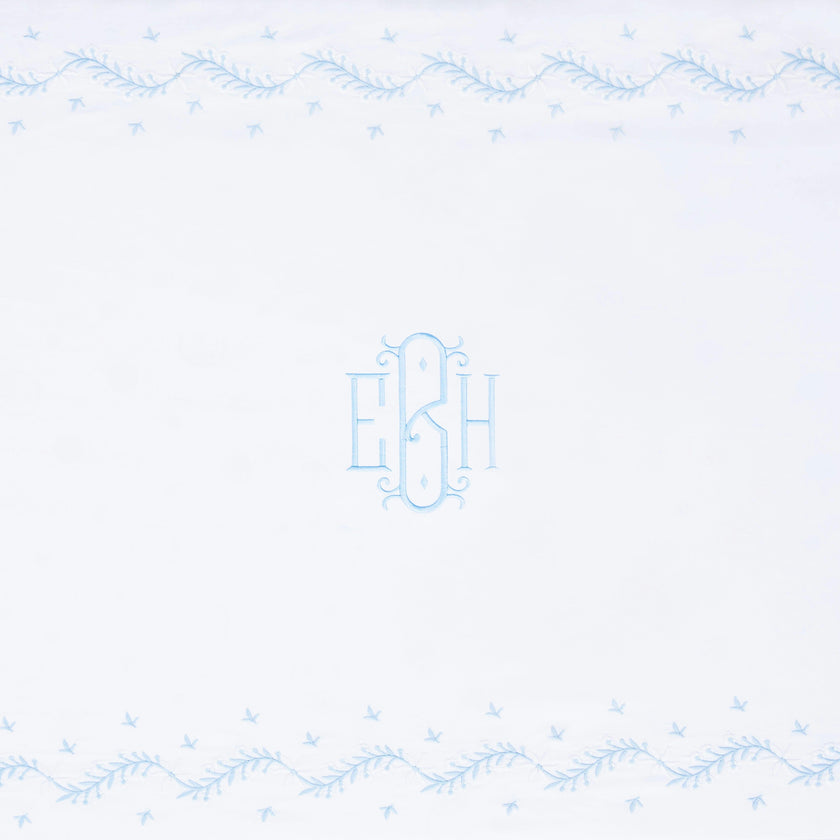 Embroidered Crib Sheet - Sky