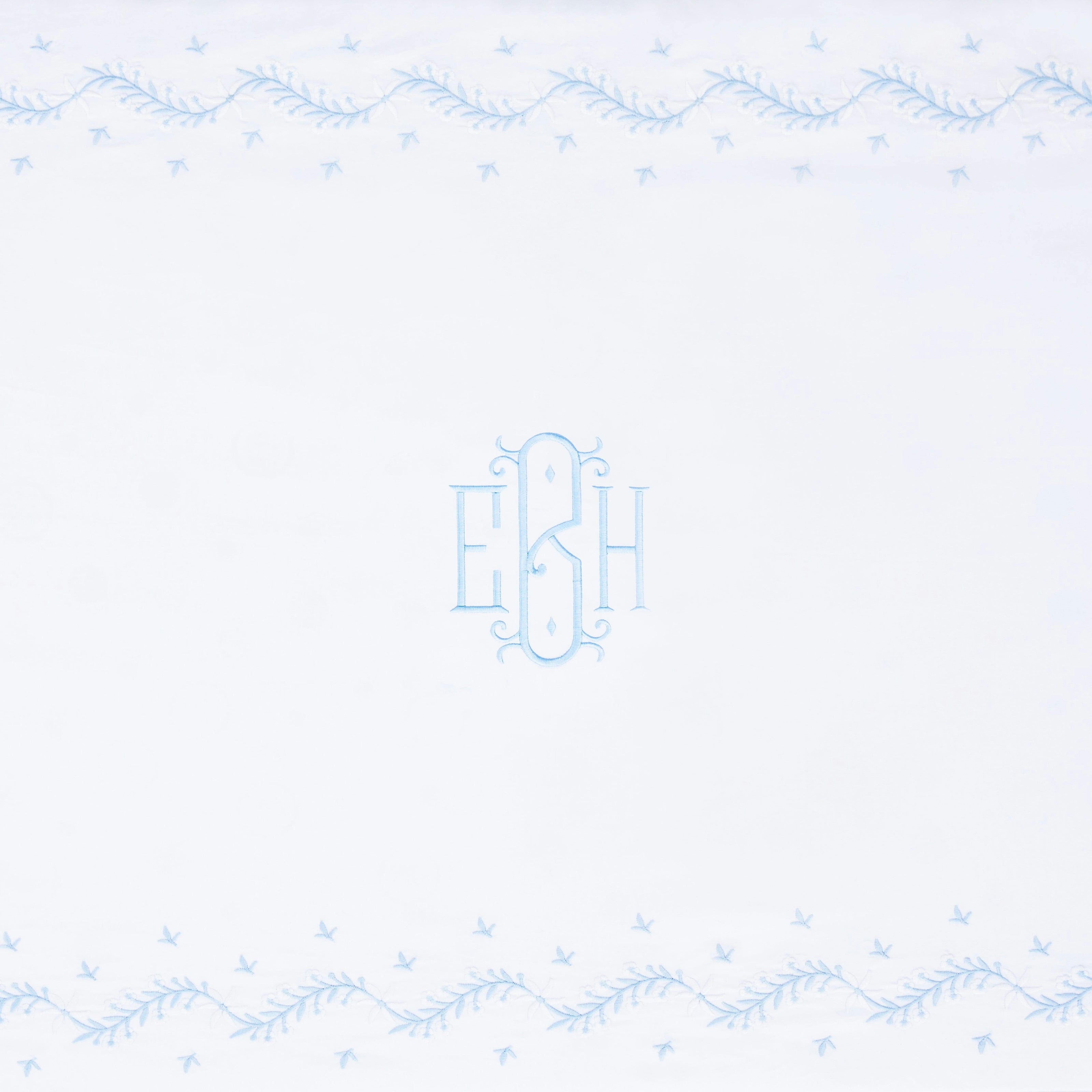 Embroidered Crib Sheet - Sky
