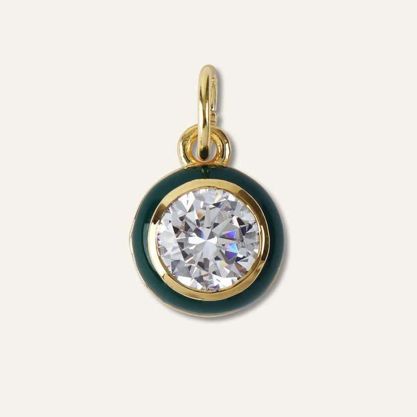 Green Enamel Bezel Charm