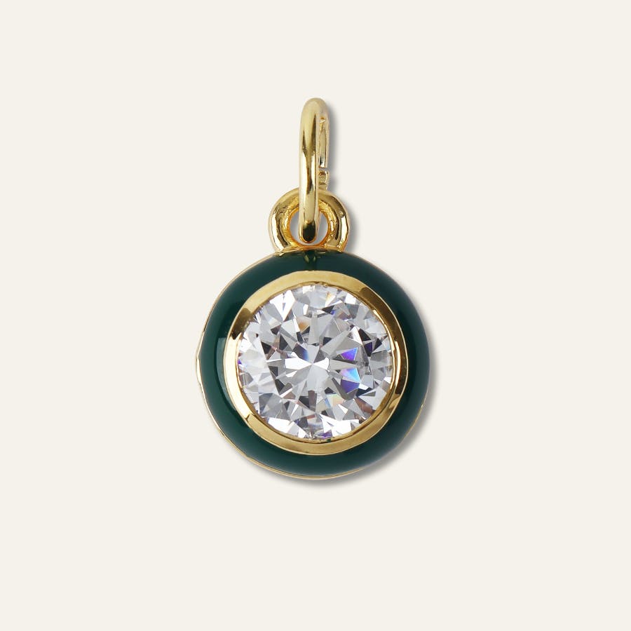 Green Enamel Bezel Charm
