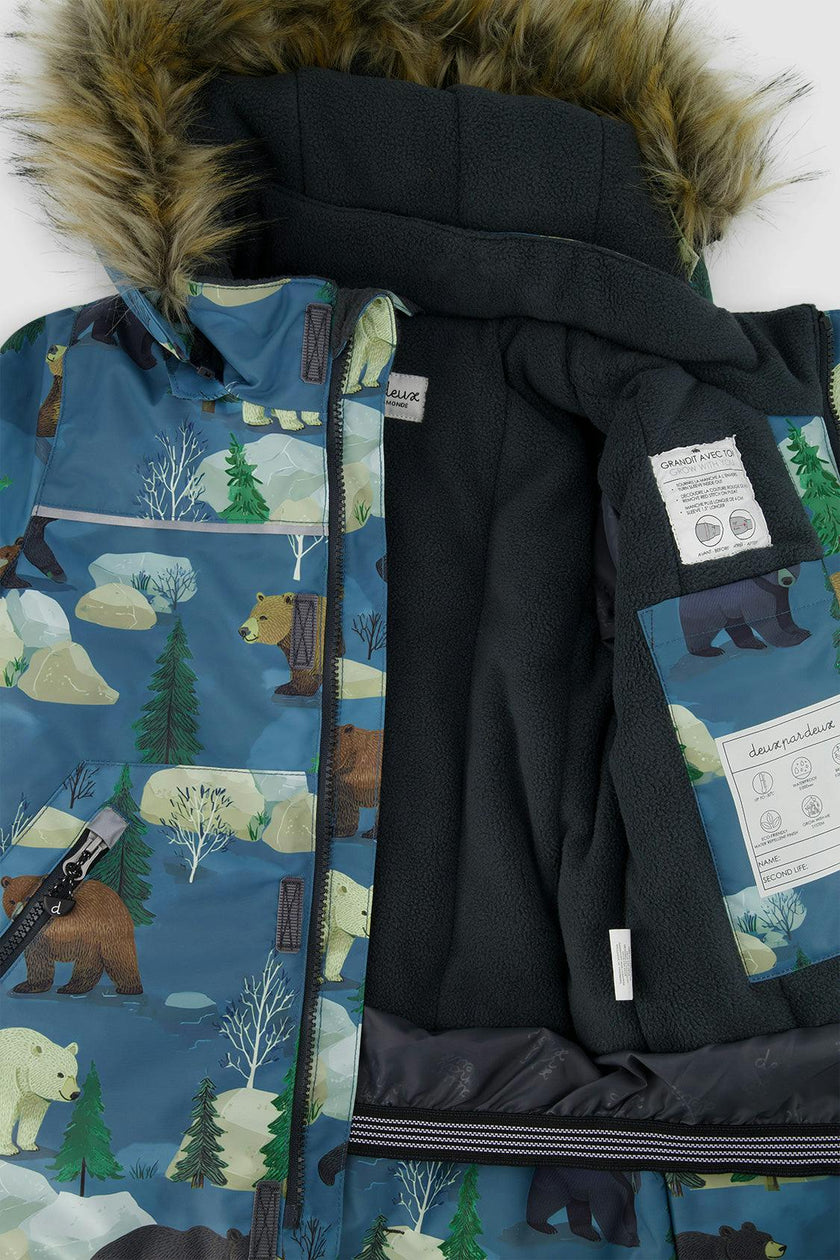 Two Piece Discover Snowsuit Blue Bear Print