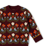 Folk Birds Knitted Jumper, Purple