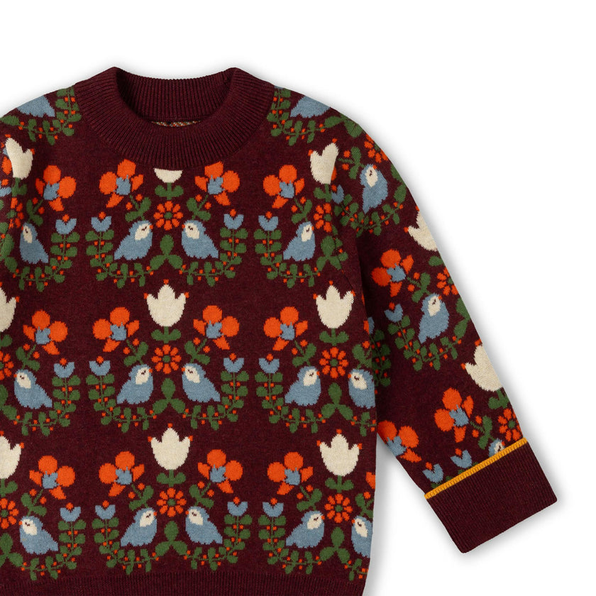 Folk Birds Knitted Jumper, Purple