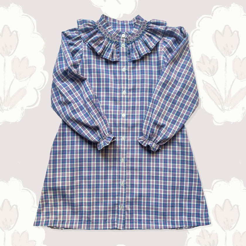 Molly Anne Dress in Blue & Purple Plaid
