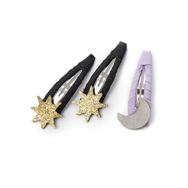 Stars Moon Fabric Leather Snap Clips