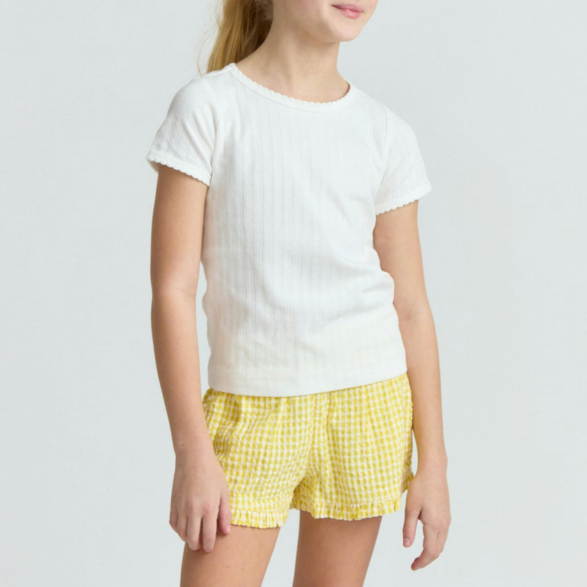 girls shell white pointelle shirt