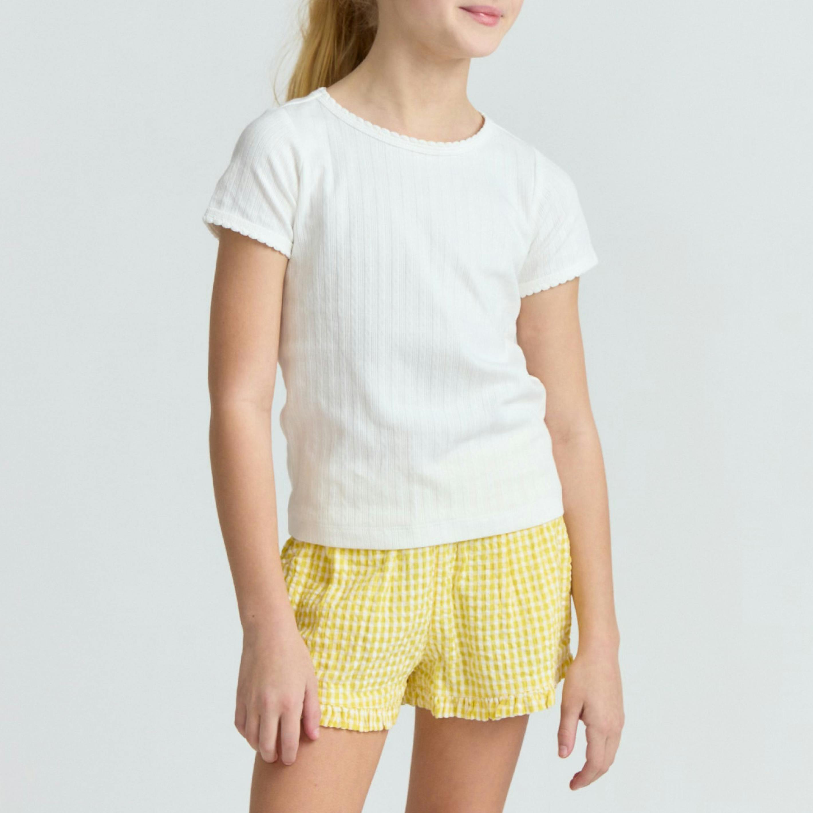 girls shell white pointelle shirt