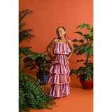TROPIC RUFFLES STRIPES SKIRT PINK