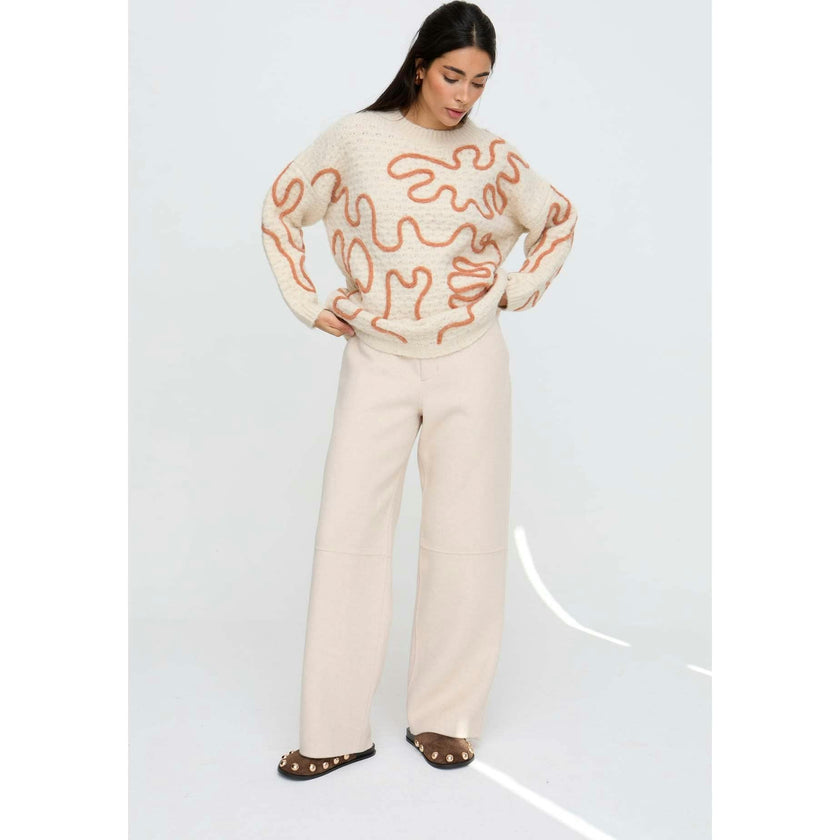 Penny Wide Leg Embroidered Trouser