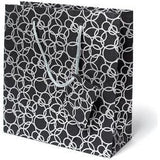 Set of Six Recycled Cotton Gift Bags Tag Black Circles Design