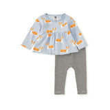 Peplum Two Piece Baby Set, Cutie Corgis