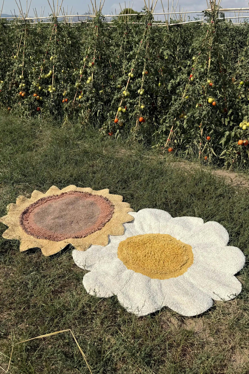 Washable Rug White Daisy