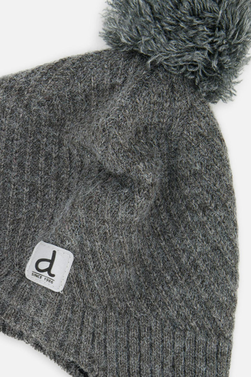 Winter Peruvian Knit Hat with Pompom Cool Dark Grey