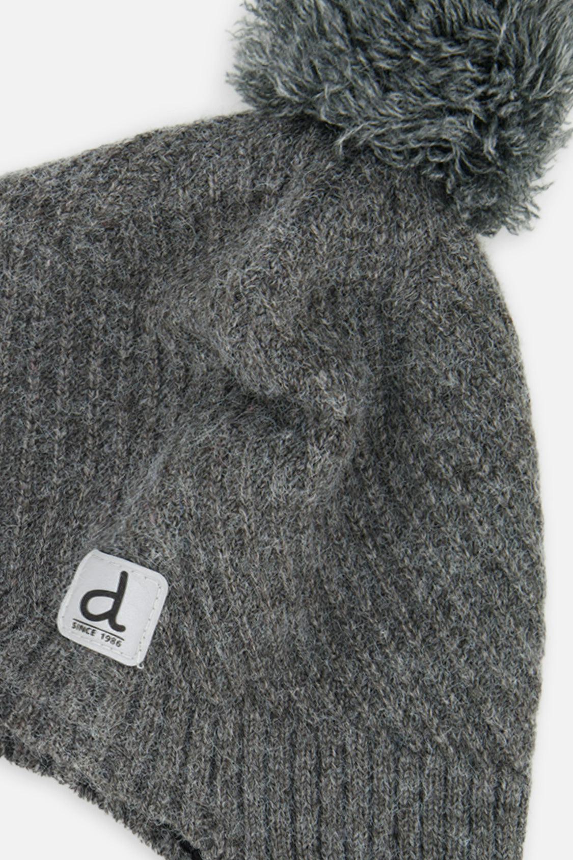 Winter Peruvian Knit Hat with Pompom Cool Dark Grey