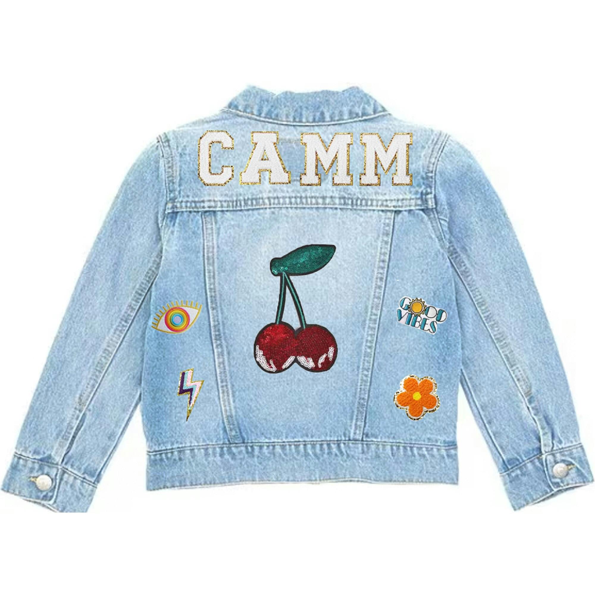 Custom Cherry Denim Jacket, Blue