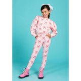 Ribbon Puff Sleeve Set Pink