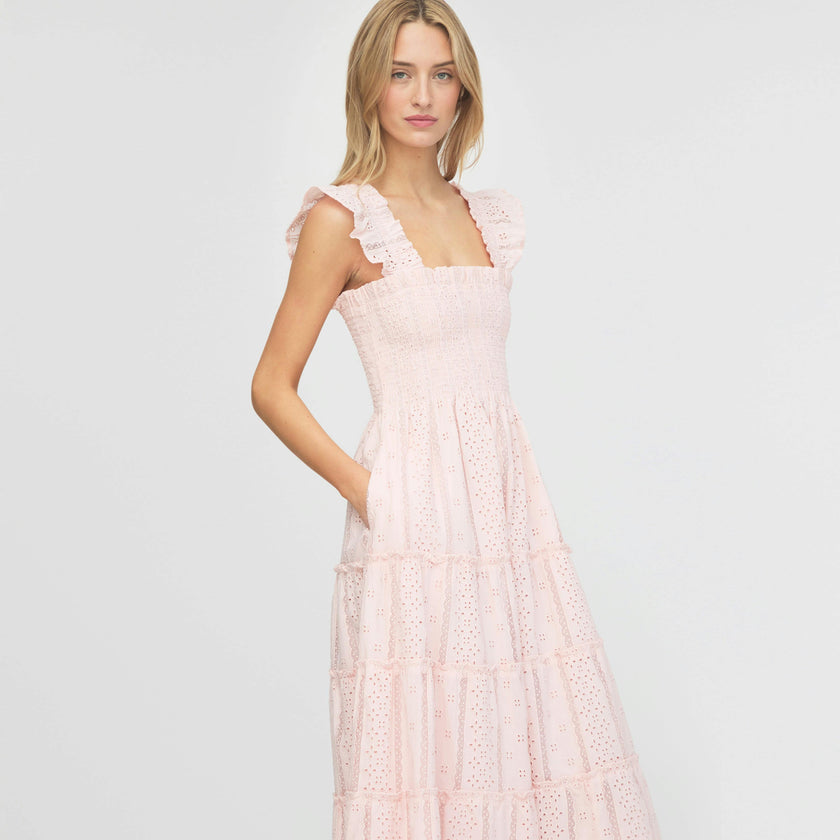 The Ellie Nap Dress - Pink Broderie Voile