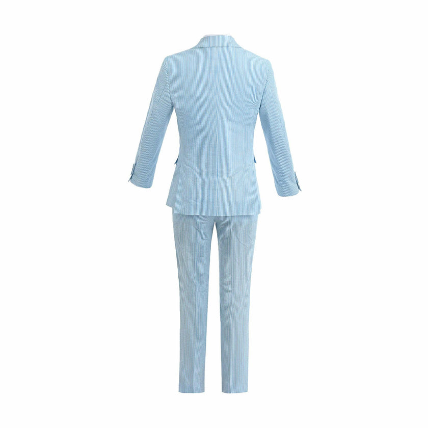 Light Blue Striped Suit Set