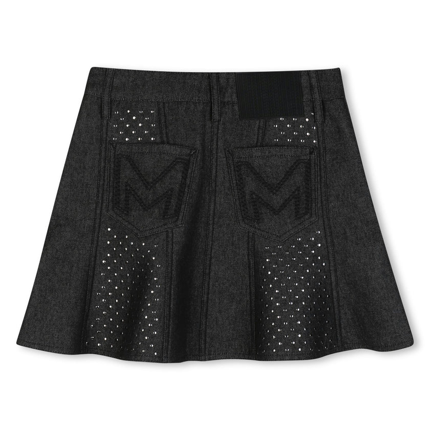 Black Studded Denim Skirt