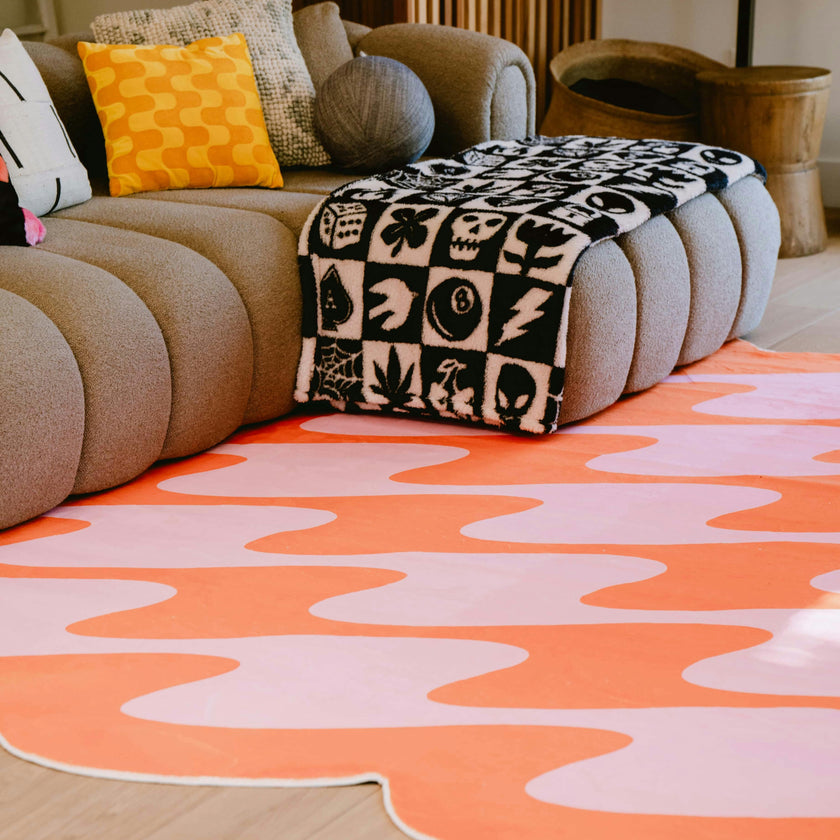 Pastel Irregular Shaped Wavy Rug by Johann Banta