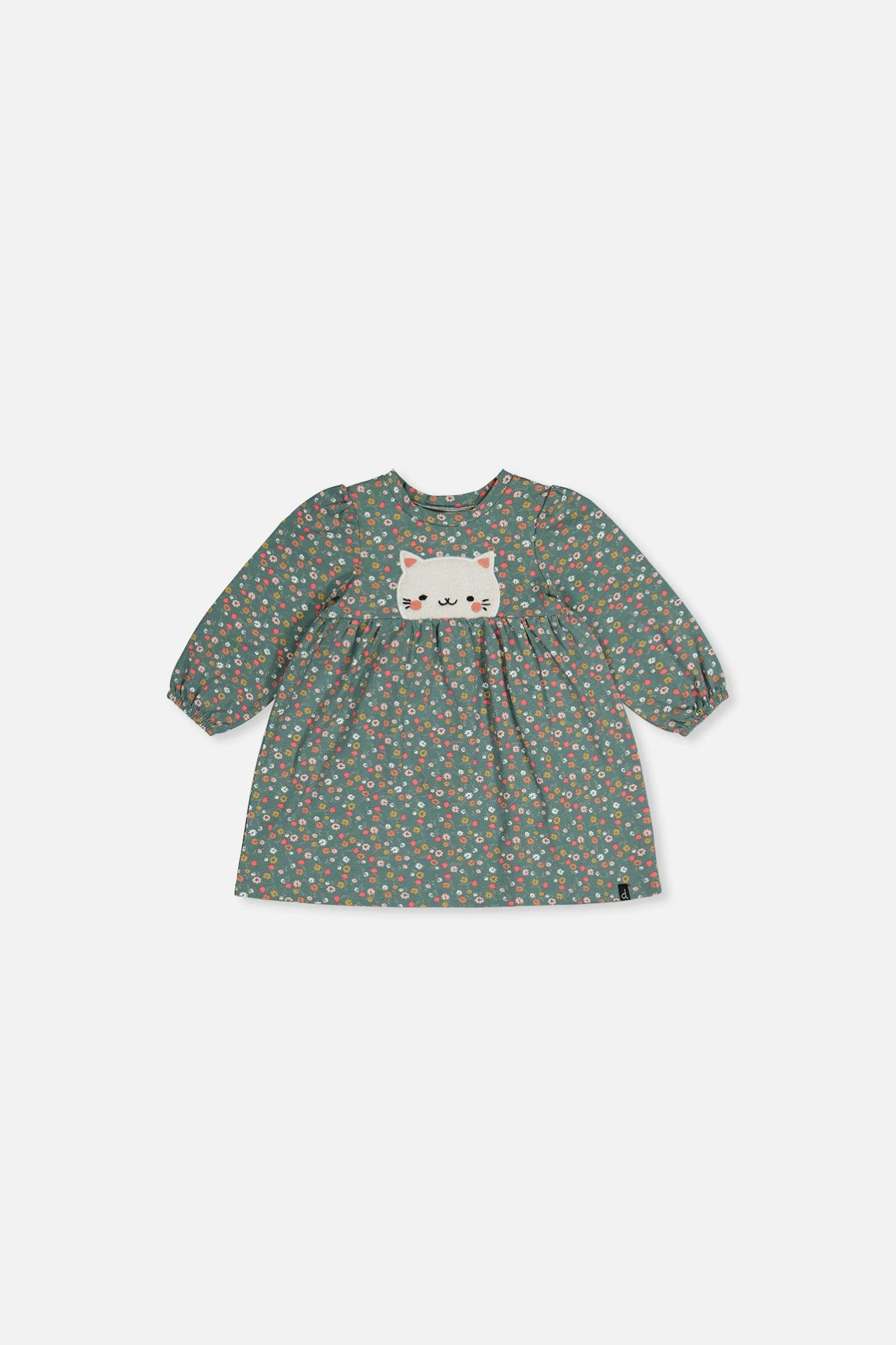 Baby Organic Cotton Printed Dress Green Floral Print