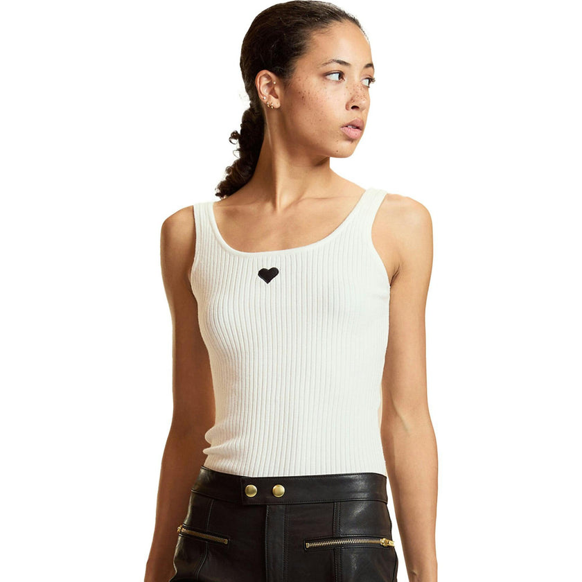 Heart Embroidered Knit Top
