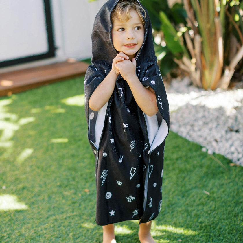 Kids Hooded Beach Poncho - Quick Dry Pool & Swim Towel