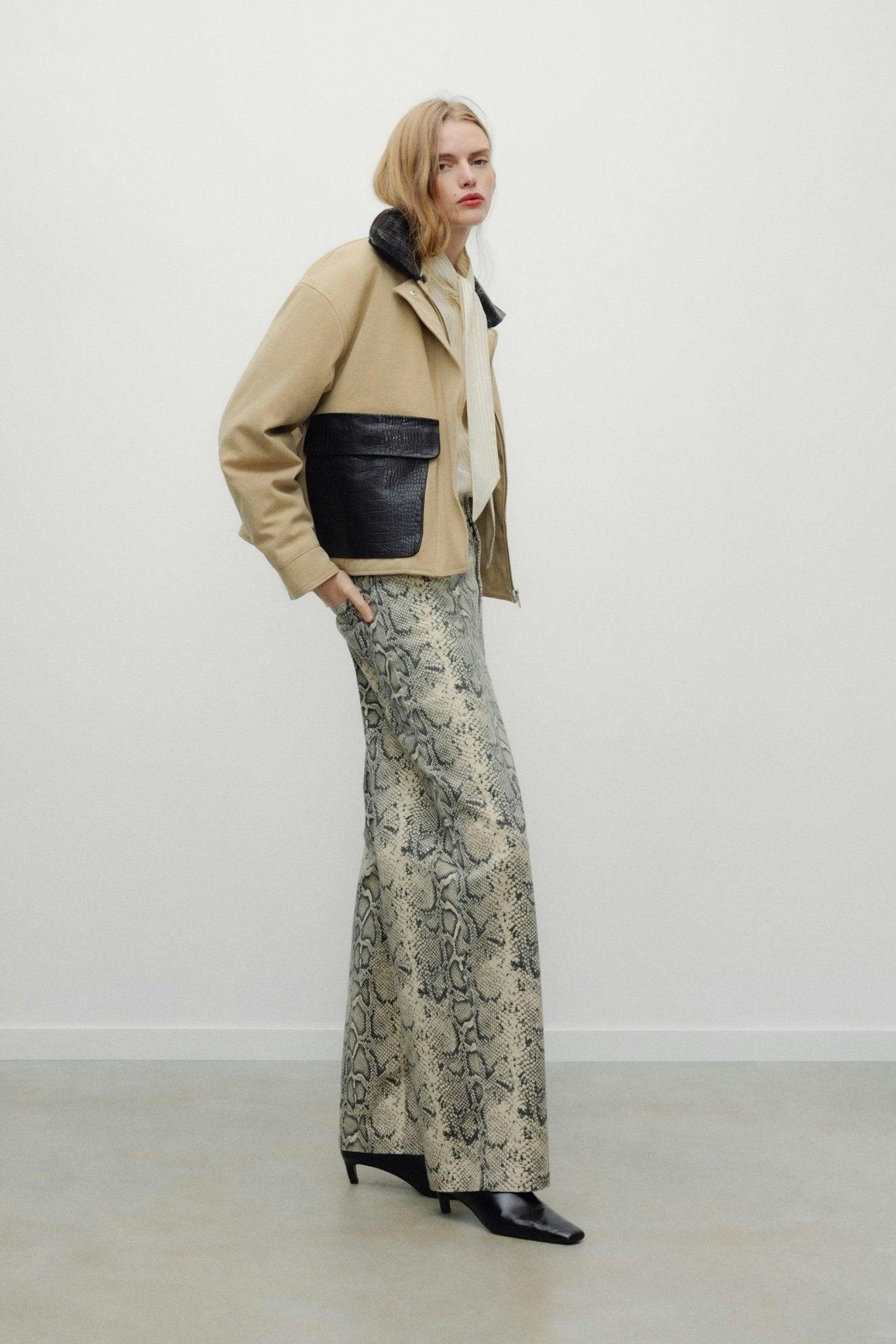 TNS Denim Woman Barrel Trouser Snake Print