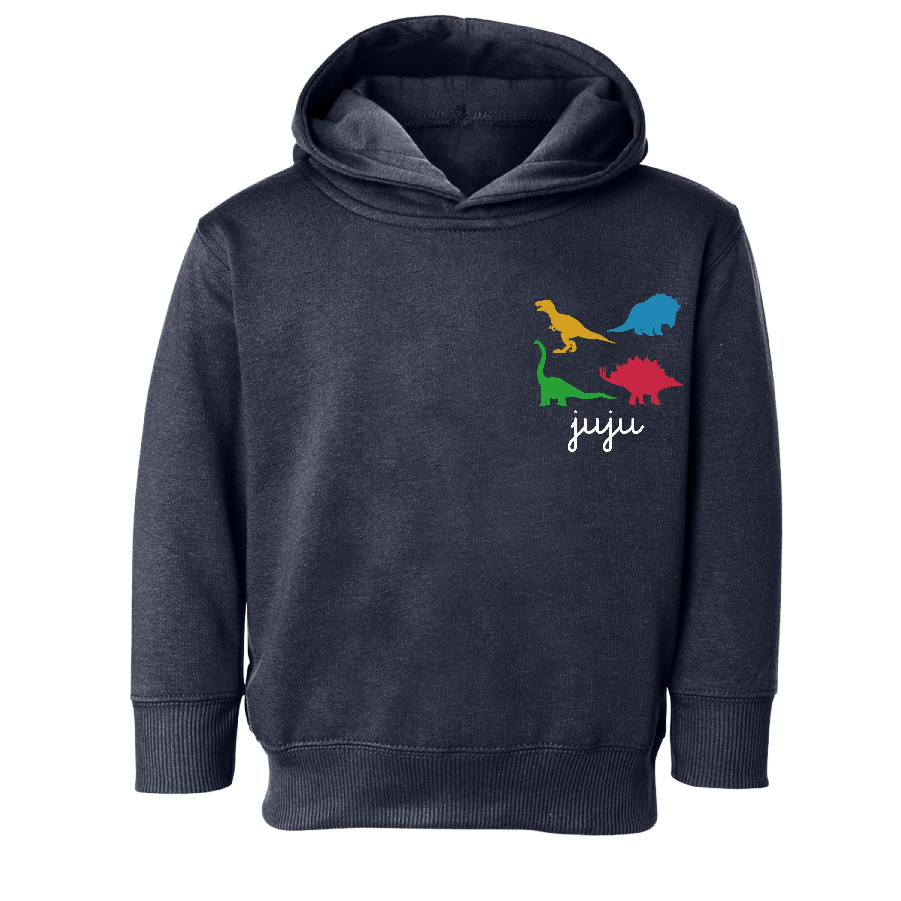 Little Kid Pullover Hoodie, Dino Cluster - Personalized