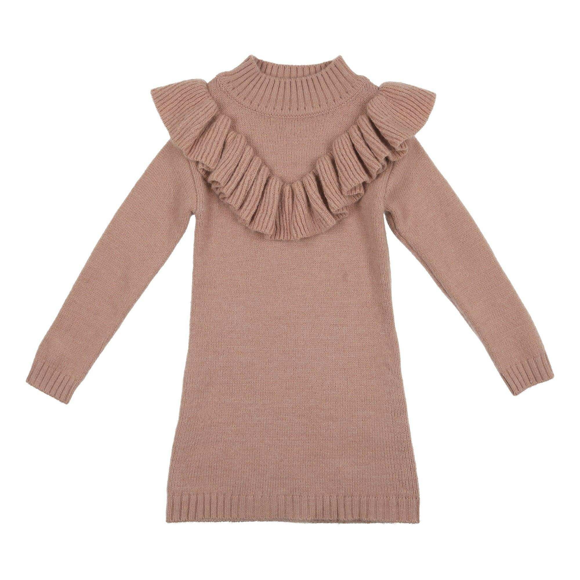 Ruffle Vneck Knit Dress