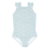 girls slate floral ruffle strap one piece