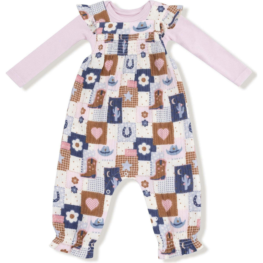 Patchwork Cowgirl - Smocked Overall Set